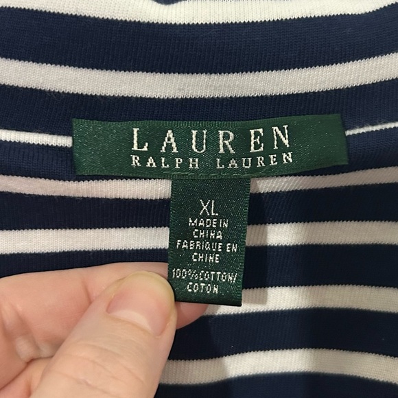 Lauren Ralph Lauren LRL Navy Striped Cotton Blazer Size XL Gold Button Details - Picture 5 of 12